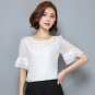 Women Blouses 2017 Summer Short Sleeve Chiffon Blouse Shirt Polka Dot Shirts Plus size Clothing Ladi