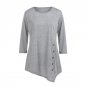 2017 Creative Design Women Long Sleeve Loose Button T Shirts Ladies Solid O Neck Plus Size Women Clo