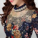 NEW 2017 Women elegant fashion Lace casual women blouse Diamond beaded lace chiffon shirt women clot
