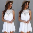 2016 Summer Women Lace Sleeveless Long Tops Blouse Shirt Ladies Beach BOHO Short Mini Dress Plus Siz