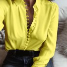 Plus Size Women Casual Solid Fashion Long Sleeves Shirt Women Polyester Blouse Lapel Shirt  Women to
