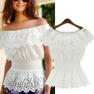 4 Colors 3XL Celmia Women Sexy Off Shoulder Lace Peplum Blouse Shirt 2017 Slash Neck Hollow Out Casu