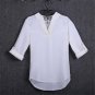 Summer Women\'s Blouses Chiffon Shirt Solid Deep V Neck Elegant Long Sleeve Women\'s Shirt Fashion A