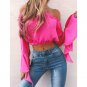 Sexy Off Shoulder Blouse Tops Flare Sleeve Summer Tops Elegant Ukraine Pink Women Blouses Blusas Bla
