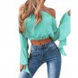 Sexy Off Shoulder Blouse Tops Flare Sleeve Summer Tops Elegant Ukraine Pink Women Blouses Blusas Bla