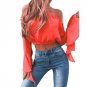 Sexy Off Shoulder Blouse Tops Flare Sleeve Summer Tops Elegant Ukraine Pink Women Blouses Blusas Bla