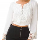 2017  Women Blouse Flare Sleeve White Shirts Chiffon Blouses Elastic Hem Sexy Female Shirt Ladies To