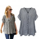 2016 Fashoion Women Top Short Sleeve Plaid Blouse Shirt Casual Cotton Blouse Plus Size Women Clothin