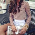 Fashion Women Tops Blouse Sheer Sleeve Embroidery Lace Crochet Tee Chiffon Shirt