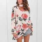 Women Long Sleeve Floral Print Shirts Casual V Neck Blouse Halter Loose Tops Shirts 2018 Spring Wome