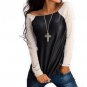Women Spring Autumn Sweatshirts PU Patchwork Cropped Tops Tee Hoodies Full Sleeve O Neck Shirt Blous