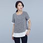 2017 New Summer Women Kimono Casual Blouses O-neck Short Sleeve Shirts Fake Two Pieces Vintage Tops