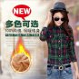 Women Tops Blusa Plus Size Autumn Winter Warm Cotton Long-sleeve Thick Velvet Plaid Shirt Blouses Ca