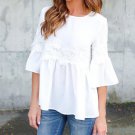 2018 Summer Style Women Blouse Chiffon Patchwork Lace Solid Shirts Casual Loose White Blouses Tops F
