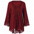 2017 Spring Blusa Shirts Women Blouse Vintage Lace Floral Crochet Hollow Tops Feminine Blouse Plus S