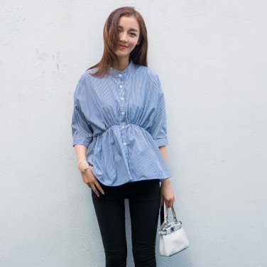 Hunter-wish 2017 Spring New Arrival High Quality Women Casual  Blouses /Shirt Stand Half Sleeve Coll