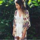 Summer Kimono Coats Women Harajuku Printing Three Quarter Polyester Slim  Irregular Open Stitch Sun 