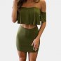 2 piece set women suit crop Tops mini skirt female Slash neck Blouse bodycon skirt Office ladies out