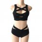 2017 New Push-Up Bikinis Sexy Black Bandage Hollow Bikini Swimsuit Women High Waist Women\'s Swimwea