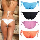 2017 Hot New Lady Sexy Scrunch Brazilian Ruched Semi Thong Bikini Bottom Women Tie Side Swimwear Fas