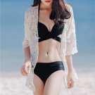 Fashion Women Sexy Summer Lace Rose Tops White Cardigan Bikini Beach Cover Up Blouse Shirt H1