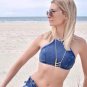 Women Brief Sets Fashion Jean Color Bikini Set Two Piece Swimsuit For Women Triangle Swimwear 8766