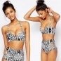 NEW 2017 Women Print Two Piece Bikini Underwire Sexy Swimwear Halter Brief Sets Triangel Swimsuit 88