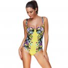 Women Beach One Piece Yellow Printed Bikini swimming suit for women Swimwear bathing suit 2017 #EWX
