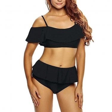 Swimwear Bikini  Sexy Solid Off Shoulder Bikini Set swimsuit Swim Bathing Suits wholesale #EW