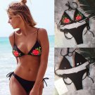 Women Sexy Bikini Floral Embroidery Push-Up Padded Swimwear Swimsuit Beachwear