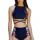 High waist Bikini Set Swimwear Push-Up Padded Geometric Print Bra Swimsuit maillot de bain taille ha