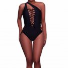 Sexy Women\'s One Piece Swimsuit 2017 Push Up Swimsuit Padded Black White Triangle Backless Bandage 