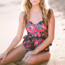 2018 WomenTwo Pieces Bikini Set Push Up Padded Halter Swimsuit Bathing High Waist Swimwear Vintage F