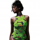 2018 Summer Style Women Green Geometric Print Brazilian One Piece Bikini Lady\'s  Padded Swimsuit Sw