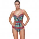 Women Tribal Printed Beach One Piece Bikini Bathing Suit bodysuit plus size swimwear #EWX