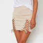 Autumn Winter Lace Up Leather Suede Pencil Skirt Bandage Sexy Elastic Short Skirt Split Bodycon Cros