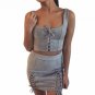 Autumn Winter Lace Up Leather Suede Pencil Skirt Bandage Sexy Elastic Short Skirt Split Bodycon Cros