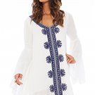 Embroidered White Bell Sleeve Cover-up