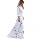 Long Beach Dresses 2016 Sexy Boho Party Chiffon Long Sleeve White Dress #LSIW