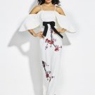 Strapless Flower Print Bowknot Women\'s Maxi Dress