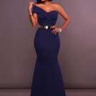 Dark Blue One Shoulder Women\'s Maxi Dress