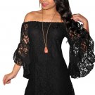 Black Lace Off-The-Shoulder Mini Dress
