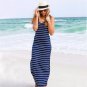 Women Sleeveless Striped Loose Long Dress Beach Party Sundress