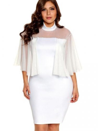 Plus Size Caped Women\'s Bodycon Dress