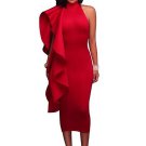 Red Falbala Back Zipper Women\'s Sheath Dress