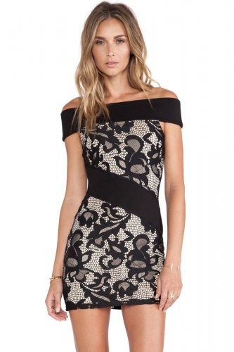 Temptress Off-the-shoulder Lace Mini Dress