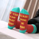 Women Socks Funny Letter Print Please Bring Me Wine Socks Casual Color Block Female Fashion Ladies S