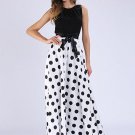 Polka Dots Color Block Women\'s Maxi Dress