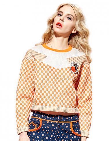 Elf SACK smoke spring fashion polka dot color block street print sweet long-sleeve sweatshirt female
