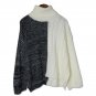 Casual Turtleneck Color Block Sweater Women Street Pullover Knit Clothing Autumn Irregular Casual